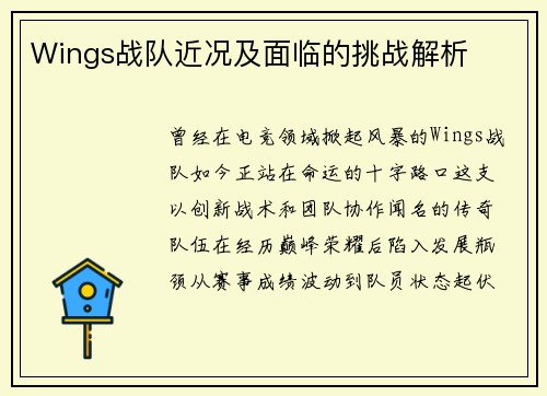Wings战队近况及面临的挑战解析